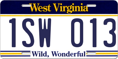 WV license plate 1SW013