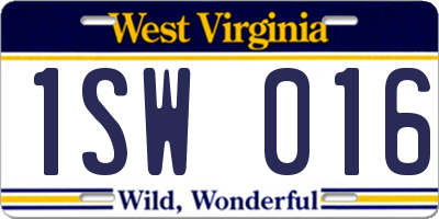 WV license plate 1SW016