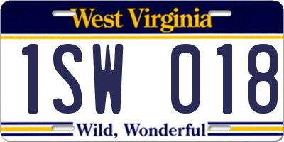 WV license plate 1SW018