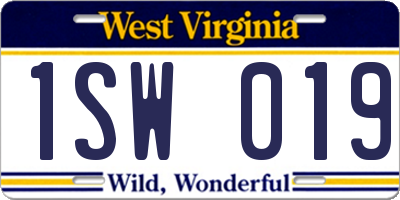 WV license plate 1SW019
