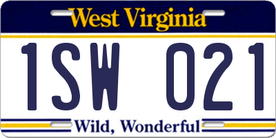 WV license plate 1SW021