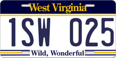 WV license plate 1SW025