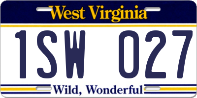 WV license plate 1SW027