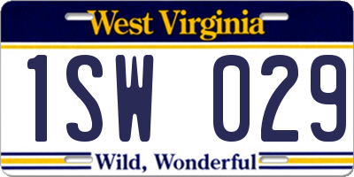 WV license plate 1SW029