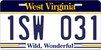 WV license plate 1SW031