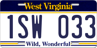 WV license plate 1SW033