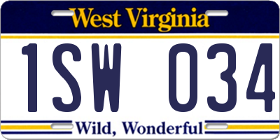 WV license plate 1SW034