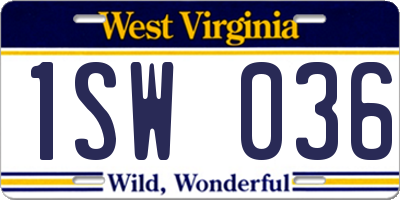 WV license plate 1SW036