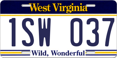 WV license plate 1SW037