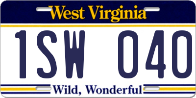 WV license plate 1SW040