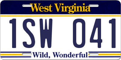 WV license plate 1SW041