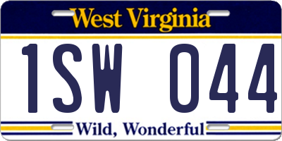 WV license plate 1SW044