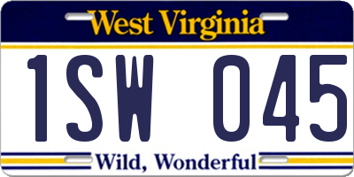 WV license plate 1SW045
