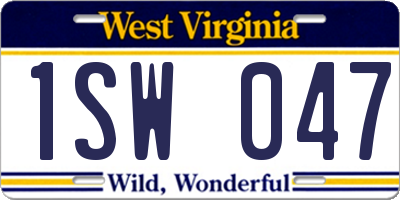 WV license plate 1SW047