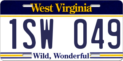 WV license plate 1SW049