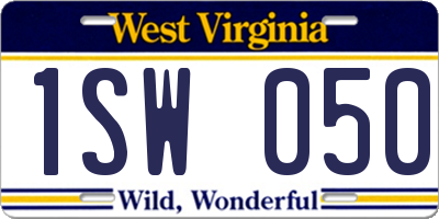 WV license plate 1SW050