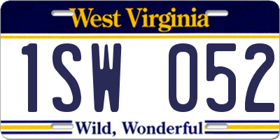 WV license plate 1SW052