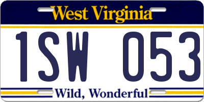 WV license plate 1SW053
