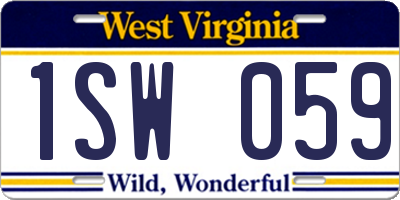 WV license plate 1SW059