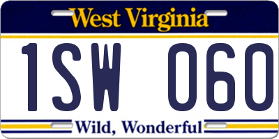 WV license plate 1SW060