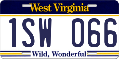 WV license plate 1SW066