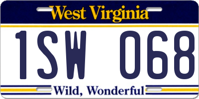 WV license plate 1SW068