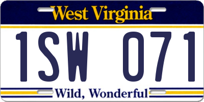 WV license plate 1SW071