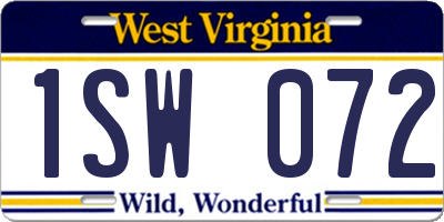 WV license plate 1SW072