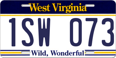WV license plate 1SW073