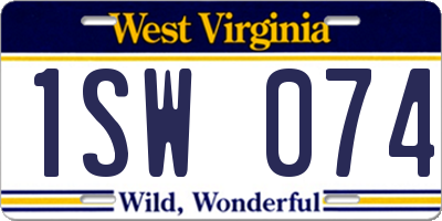 WV license plate 1SW074