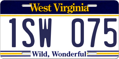 WV license plate 1SW075