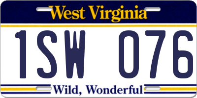 WV license plate 1SW076