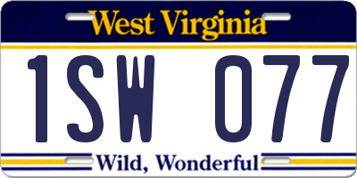 WV license plate 1SW077