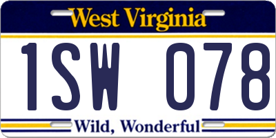 WV license plate 1SW078