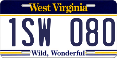 WV license plate 1SW080