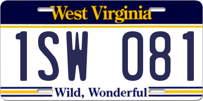 WV license plate 1SW081