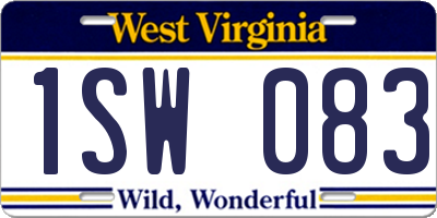 WV license plate 1SW083