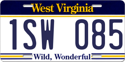 WV license plate 1SW085