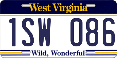WV license plate 1SW086