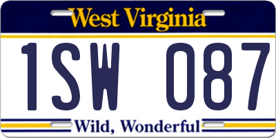 WV license plate 1SW087