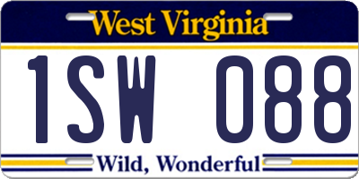 WV license plate 1SW088