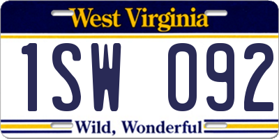 WV license plate 1SW092