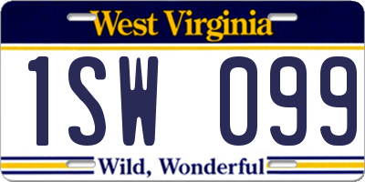 WV license plate 1SW099