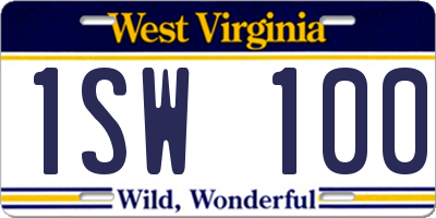 WV license plate 1SW100