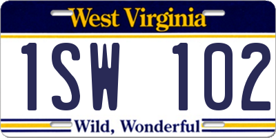 WV license plate 1SW102