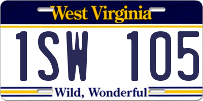 WV license plate 1SW105