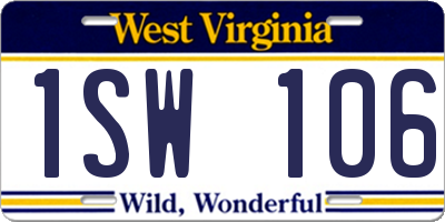 WV license plate 1SW106