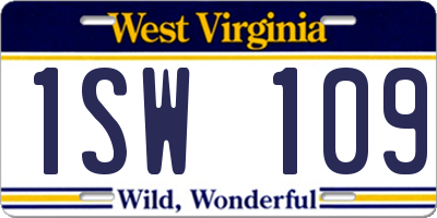 WV license plate 1SW109