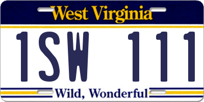 WV license plate 1SW111