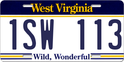 WV license plate 1SW113